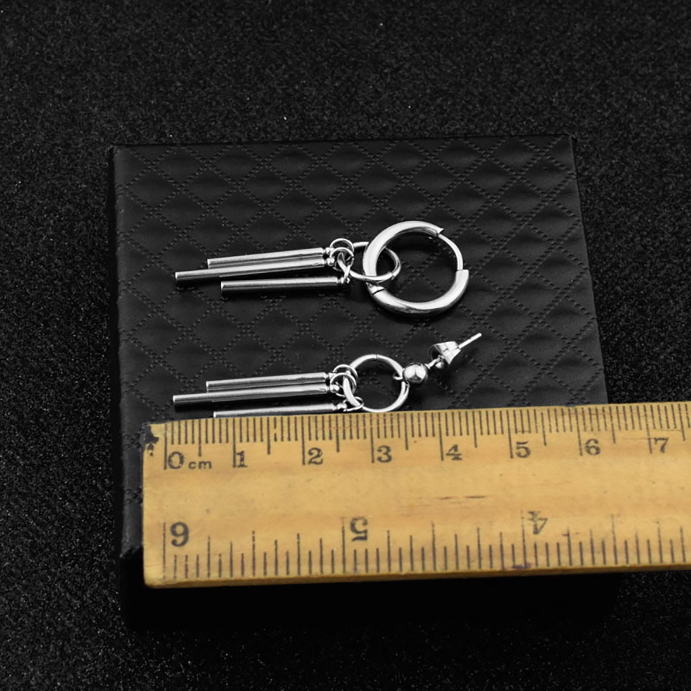 Khuyên tai tròn bằng thép không gỉ phối tua rua thời trang hiphop cho nam