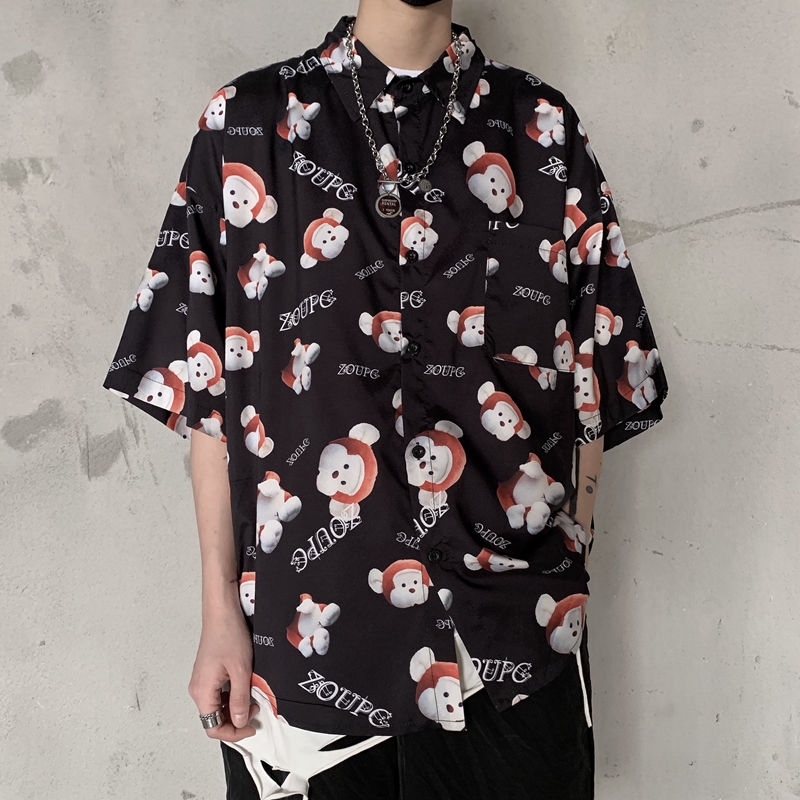 Áo Thun In Hình Chú Khỉ Hoạt Hình Phong Cách Hip Hop Harajuku 192143