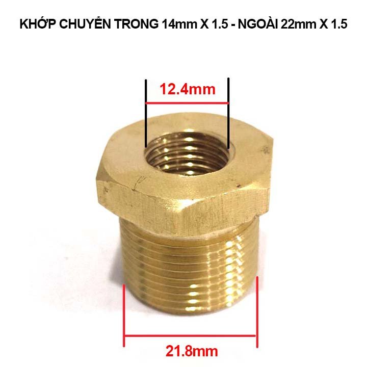 Khớp chuyển ren ngoài 22mm sang ren trong 14mm – phụ kiện máy rửa xe – khớp nối chuyển ren – đầu nối ren 22mm C0004-28