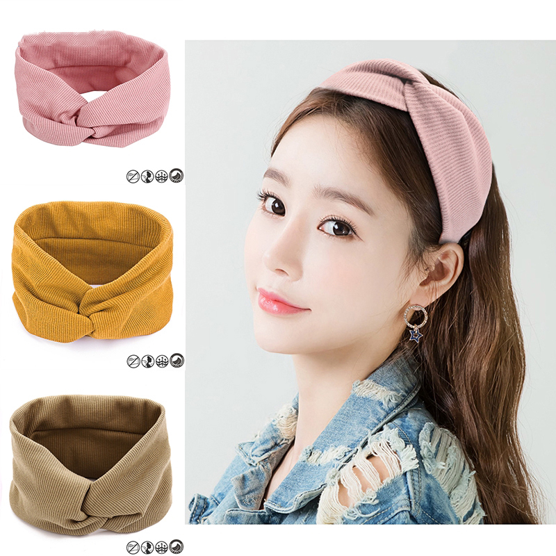 Băng đô AY dạng xoắn vải cotton co giãn thời trang cho nữ