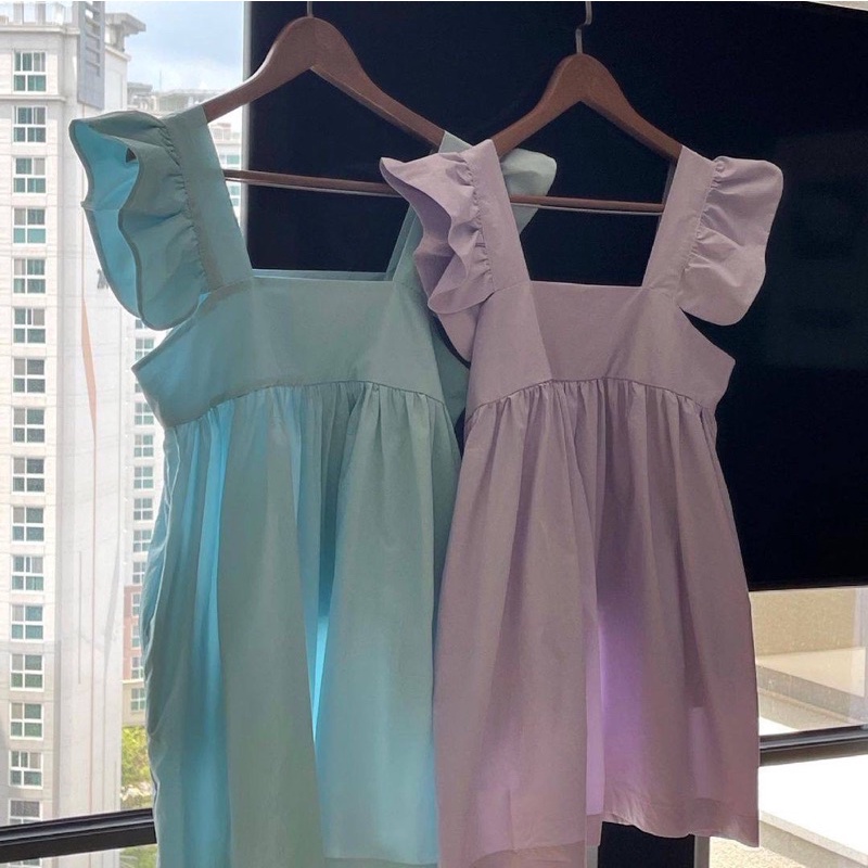 Váy xoè baby doll tay cánh tiên màu pastel