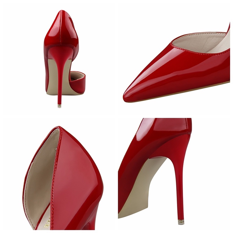 Giày BIGTREE Mall-638-5 gót cao 10.5cm mũi nhọn bằng da bóng phong cách Hàn Quốc cho nữ