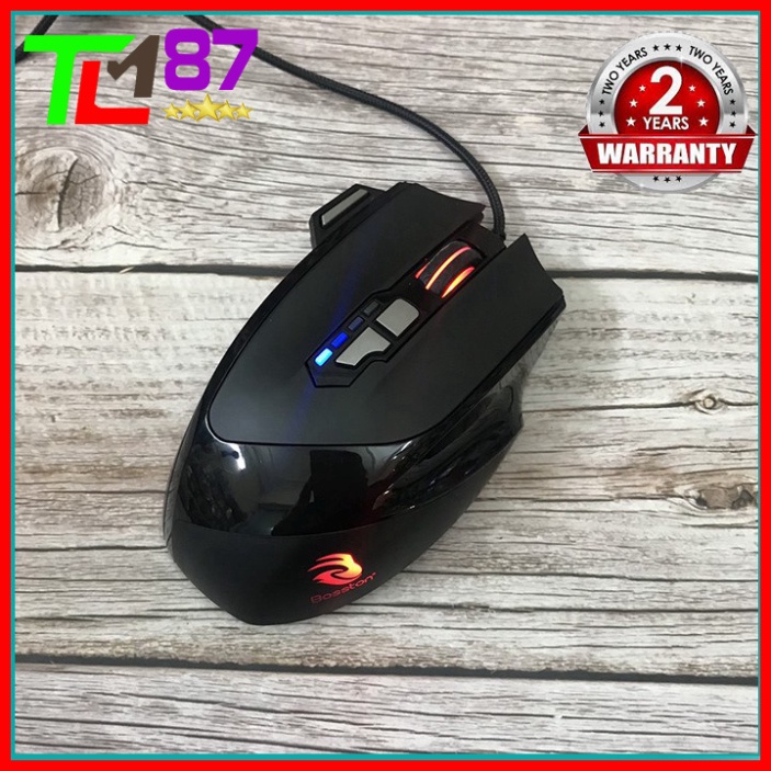 Chuột Máy Vi Tính Laptop Mouse Chơi Game BOSSTON GM900 Đèn LED 7 Màu - Chuột Gaming Có Dây Chuyên Game