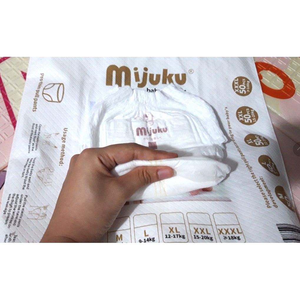 Tã/Bỉm quần Mijuku / Nanu cao cấp M50/L50/XL50/XXL50/XXXL50 mỏng mền thấm hút tốt