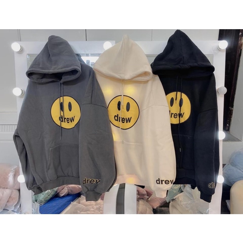 Áo nỉ hoodies Drew măt cươi có mũ 2 lớp form to thụng