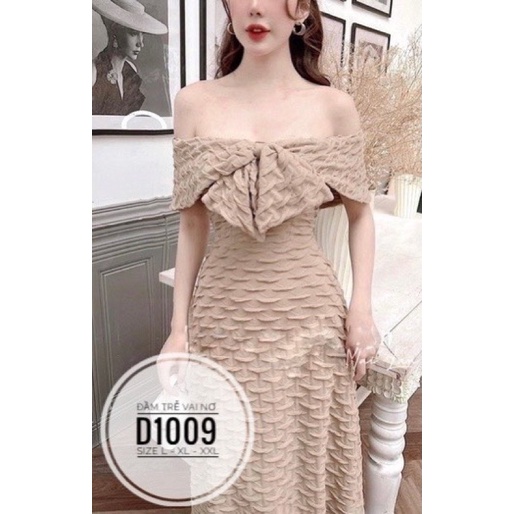 BIGSIZE NHUNG LÊ Đầm trễ vai nơ D1009
