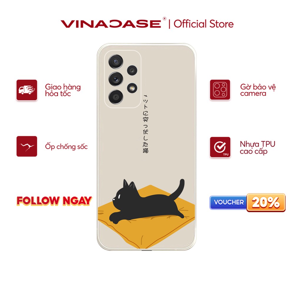 Ốp lưng Vina Case Samsung A10/A10S/A51/A32/A12/....dẻo cạnh vuông bảo vệ camera hình Mèo lười
