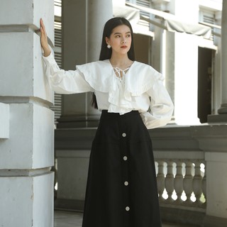 Áo Cổ Bèo Phối Dây Nơ Ngực AT MODA DE LITA