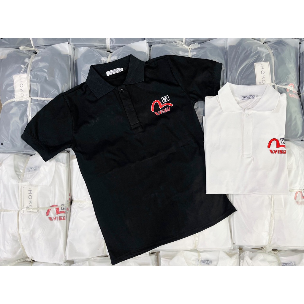 ÁO THUN NAM CỔ TRỤ CHẤT COTTON CO GIÃN HÀNG HIỆU EVI THẤM HÚT MỒ HÔI