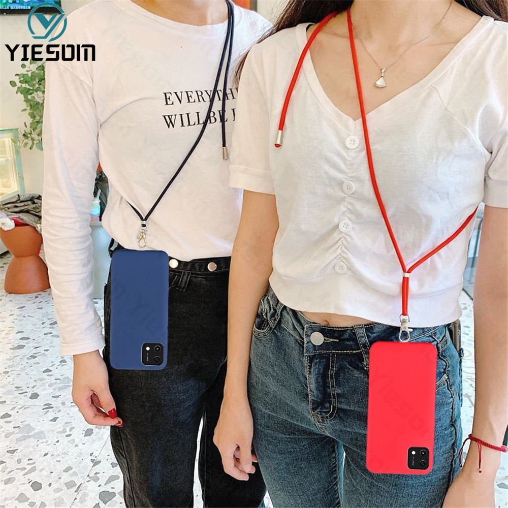 Ốp Điện Thoại TPU Mềm Màu Kẹo Có Dây Đeo Cổ Cho Oppo A16K A16 A15 A15S A54 4G 2021 A53 A33 2020