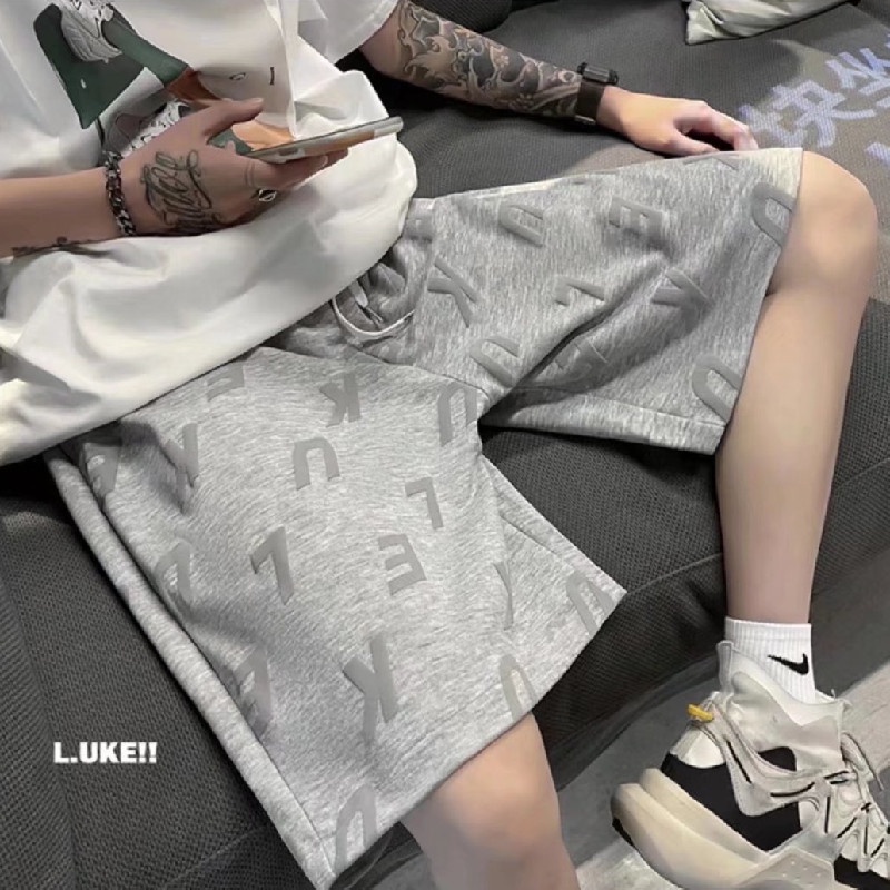 Quần Short Dáng Rộng In Chữ Phong Cách Hip Hop Đường Phố Hàn Quốc Cá Tính Cho Nam Cỡ M-3XL