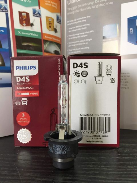 Xenon Philips D2S, D4S, tăng sáng 150% (+150%), chính hãng, BH 3 năm, kiểm tra mã code trực tiếp.