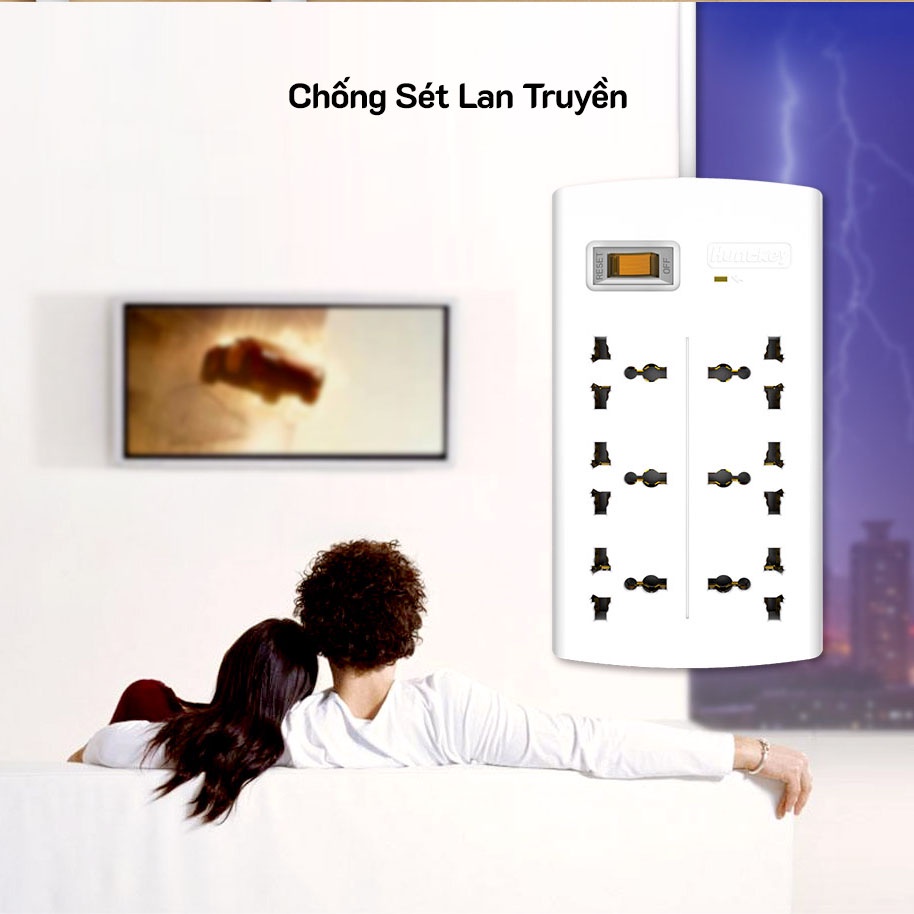 Ổ Cắm Điện Đa Năng Huntkey 2500W 10A 220V, Chống Sét, Có Cầu Chì Chống Quá Tải, Nhiều Lỗ, Có USB, Chính Hãng BH 36 Tháng
