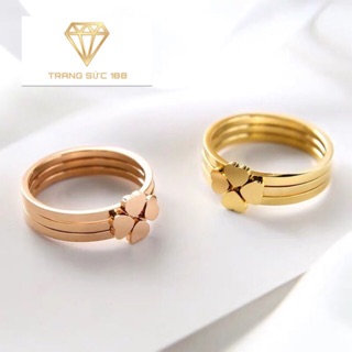 Nhẫn titan ko đen cỏ 4 lá nt024