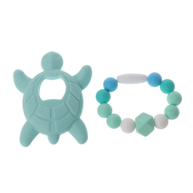 Set 2 Vòng Đeo Tay Silicone Hình Chú Rùa Đáng Yêu Cho Bé