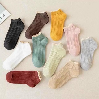 Set 10 đôi tất ngắn cổ ren dày dặn thấm hút mồ hôi