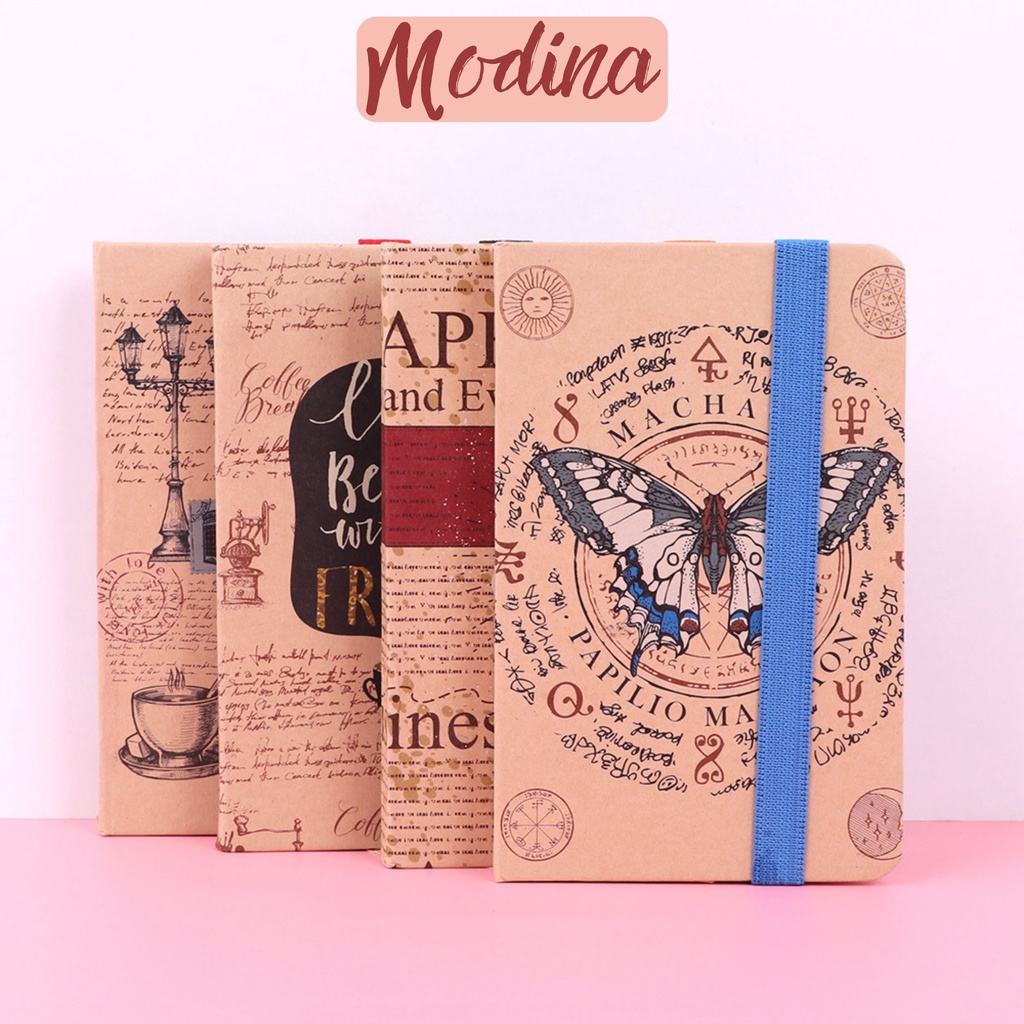 Sổ tay vintage a5 bìa cứng MODINA, sổ kraft làm nhật ký, kế hoạch làm việc