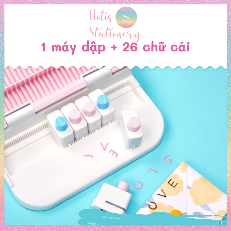 [HOTIS] Dụng cụ dập chữ rỗng KW-triO Word Punch - Gồm 1 máy dập &amp; 26 chữ cái in hoa - DIY làm thiệp, trang trí hộp quà