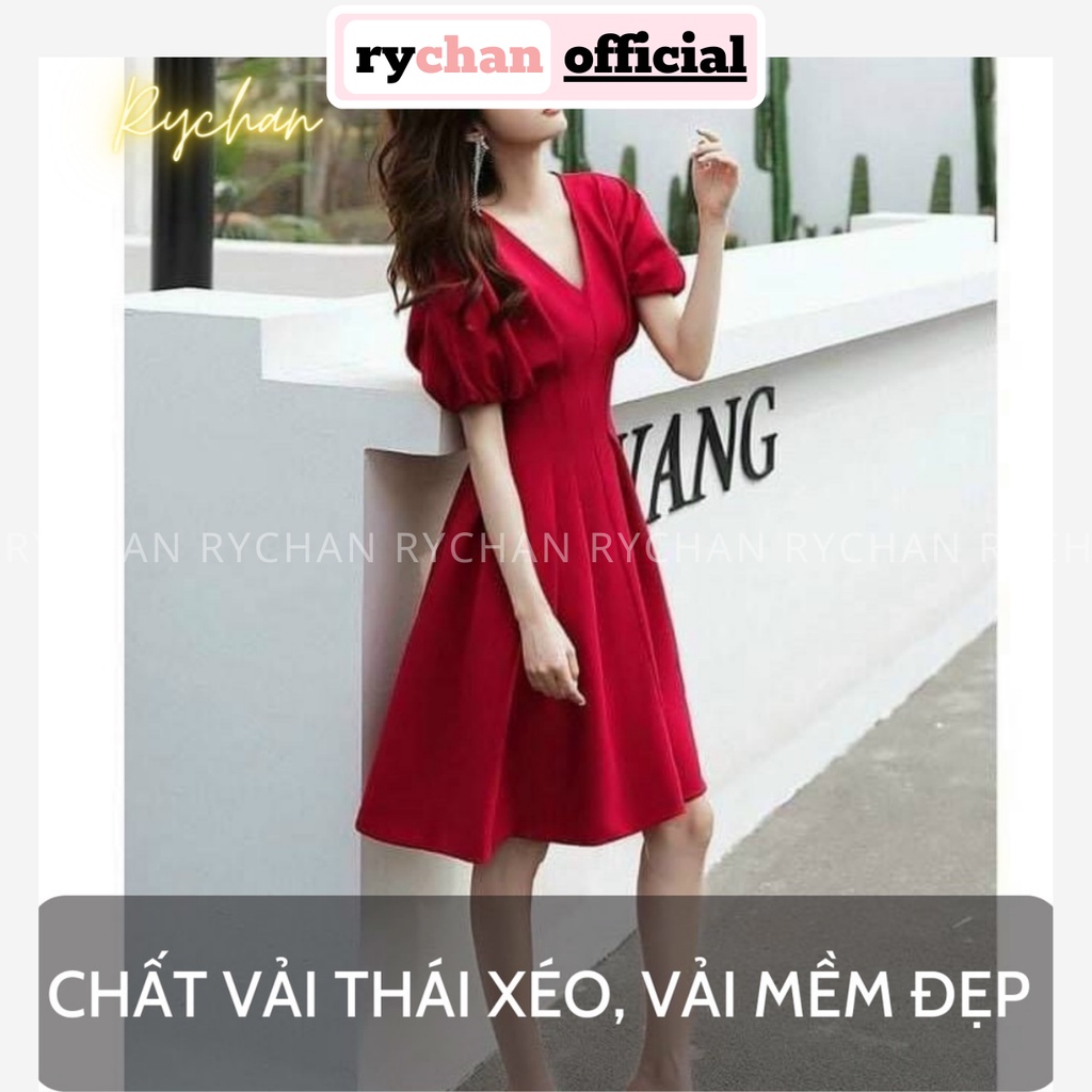 Đầm Xoè Cổ V Tay Cánh Dơi Chít Eo Xếp Ly 3 Màu, Đầm Công Sở Nhẹ Nhàng - DX0136