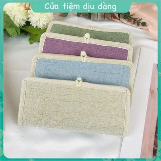 Ví vải canvas thủ công đựng thẻ phong cách tối giản không hoạ tiết cho nữ - mẫu dài