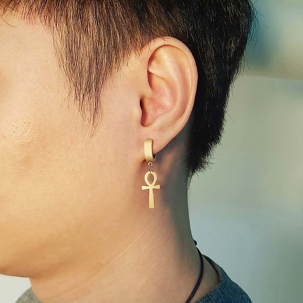 Khuyên tai hình chữ thập tua rua phong cách cổ điển thời trang cho nam và nữ
