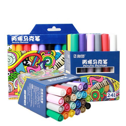 Bộ Bút Sơn Acrylic Painter STA 24 Màu, Vẽ Trên Mọi Chất Liệu