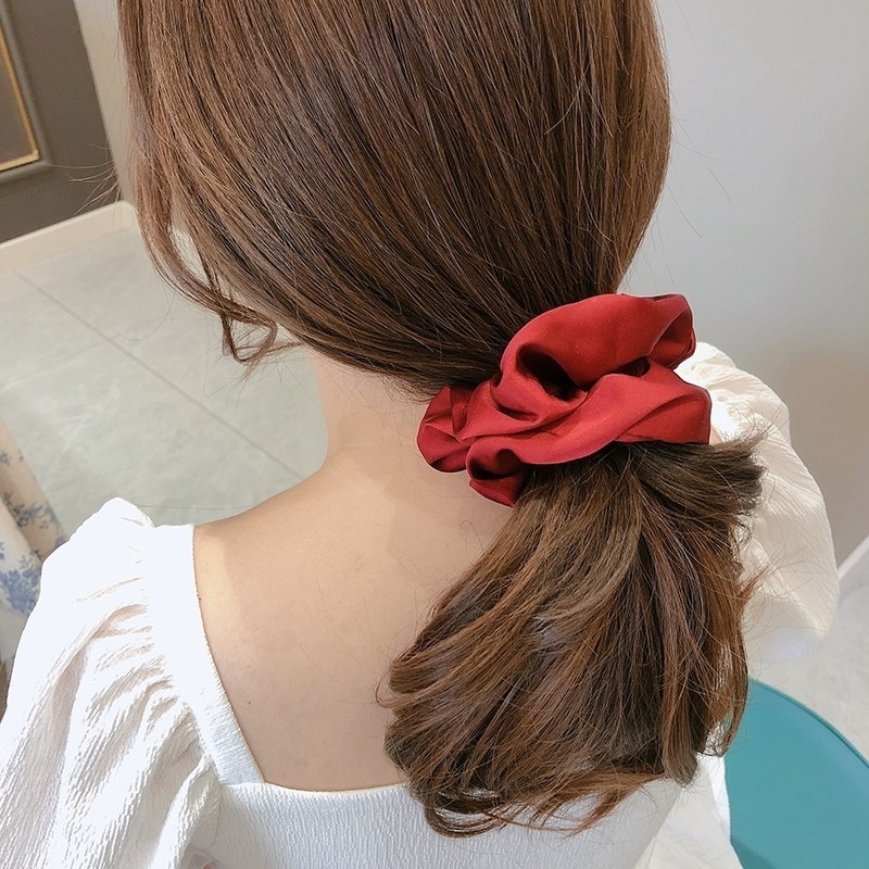 Dây cột tóc satin gắn bóng phong cách Hàn Quốc đơn giản