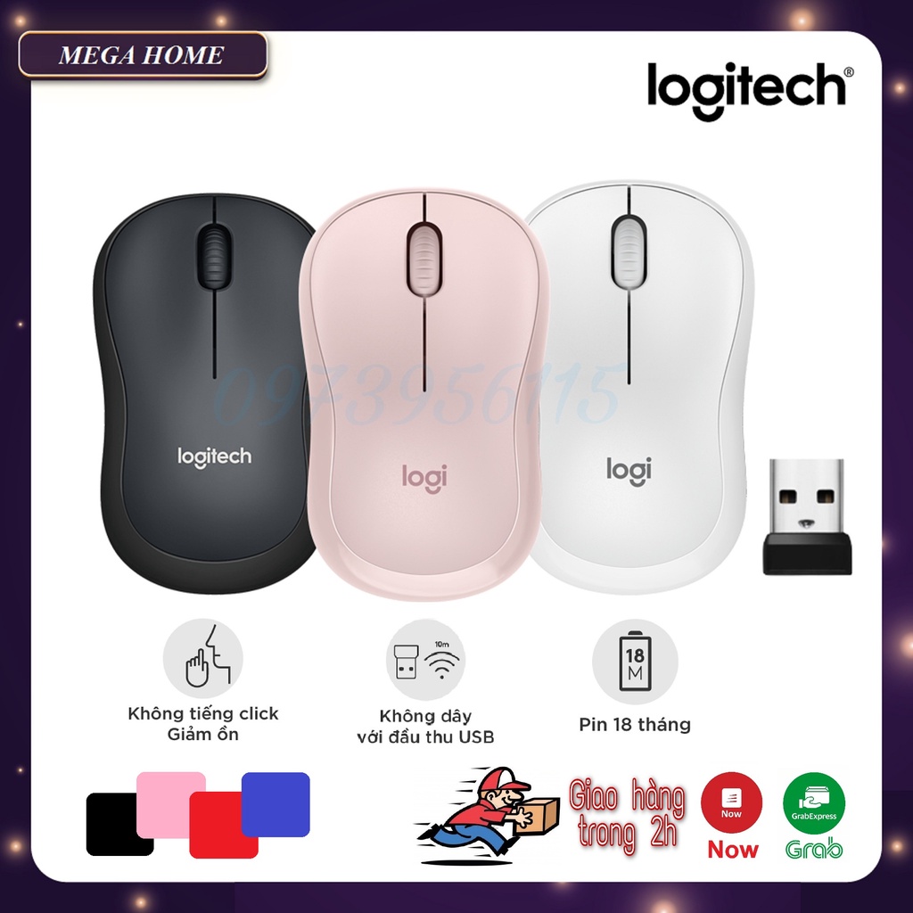 Chuột không dây logitech, chuột máy tính logitech M220 không gây tiếng ồn khi hoạt động