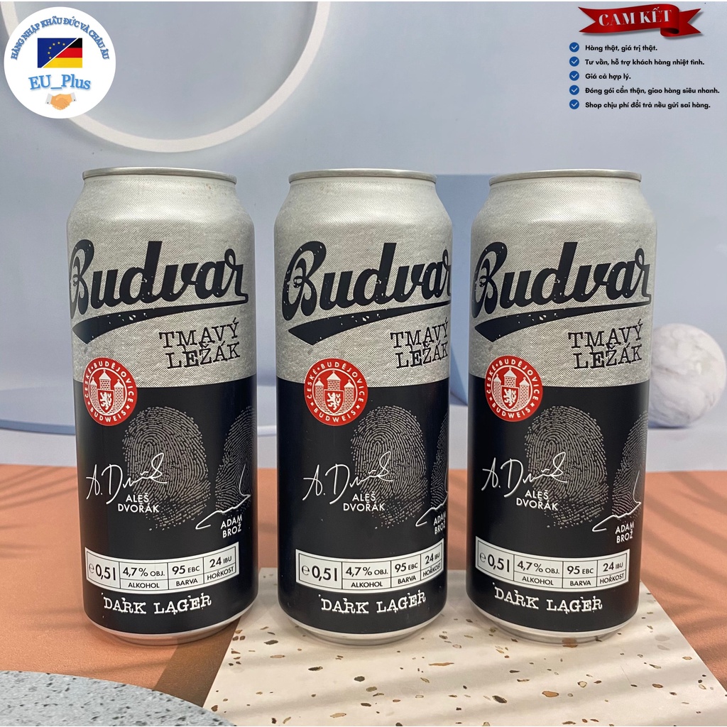 Lẻ Bia Budweiser Budvar Dark 4,7% Tiệp – 24 lon 500ml - bia đen