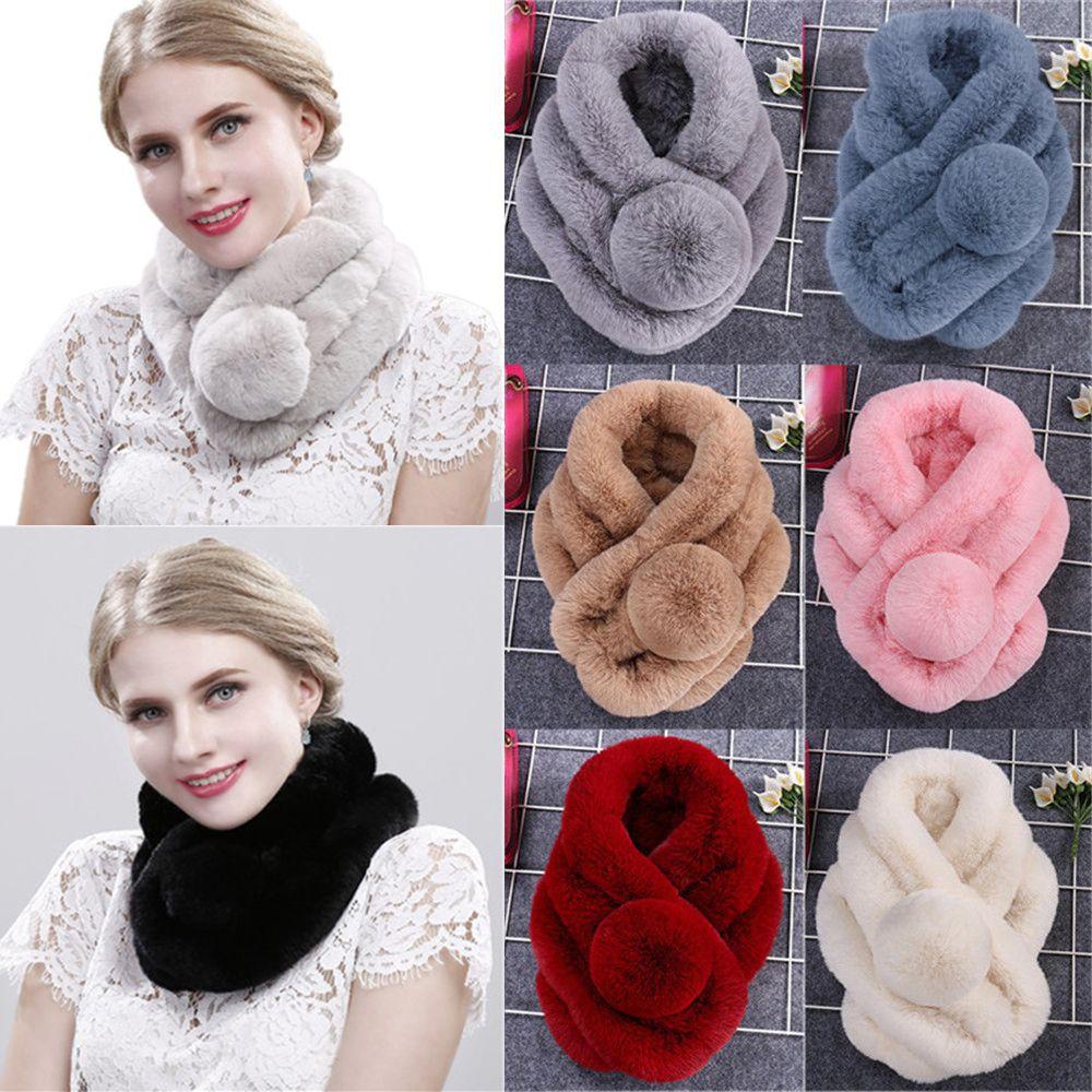 Khăn Choàng Giả Lông Thú Mềm Mại Chống Gió Màu Kẹo Ngọt