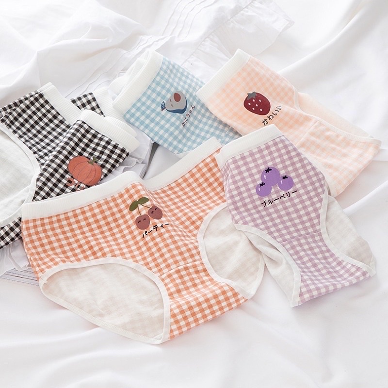QUẦN LÓT NỮ KẺ CARO CHẤT COTTON NHIỀU MÀU MÃ 555