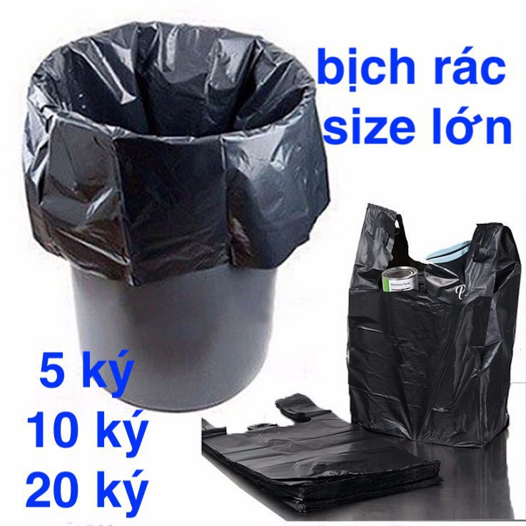 Mua SXAR WIF0 bịch đựng rác và gói hàng có quai xách màu đen 500 gram ...