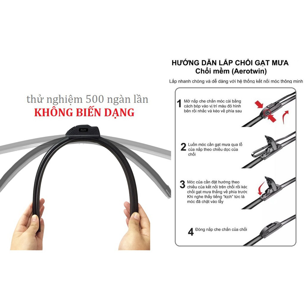 Cần Gạt Mưa Lưỡi Silicone Xương Mềm, Gạt Nước Không Xương, Chống Ồn Cho Xe Hơi 4 đến 7 Chỗ, Từ 14 Đến 22inch - Giá 1 Cái