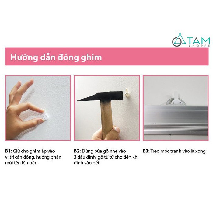 [SIÊU CHẮC - THẨM MỸ] Đinh đóng tường không cần khoan treo tranh, khung lưới (Combo 10 đinh)