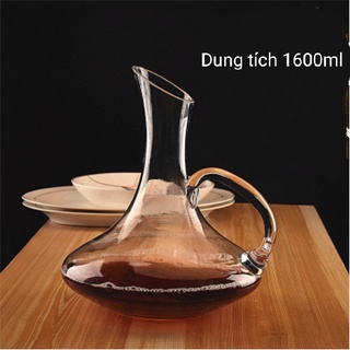 Bình thở rượu vang. Decanter cổ điển miệng vát có tay cầm dung tích 1500ml