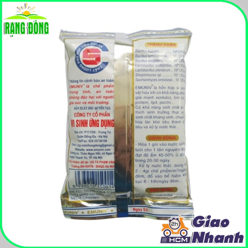 Chế Phẩm Vi Sinh EMUNIV Xử Lý Rác Thải Hữu Cơ, Rác Thải Sinh Hoạt - Dạng Bột (gói 200gram) - Hạt giống Rạng Đông