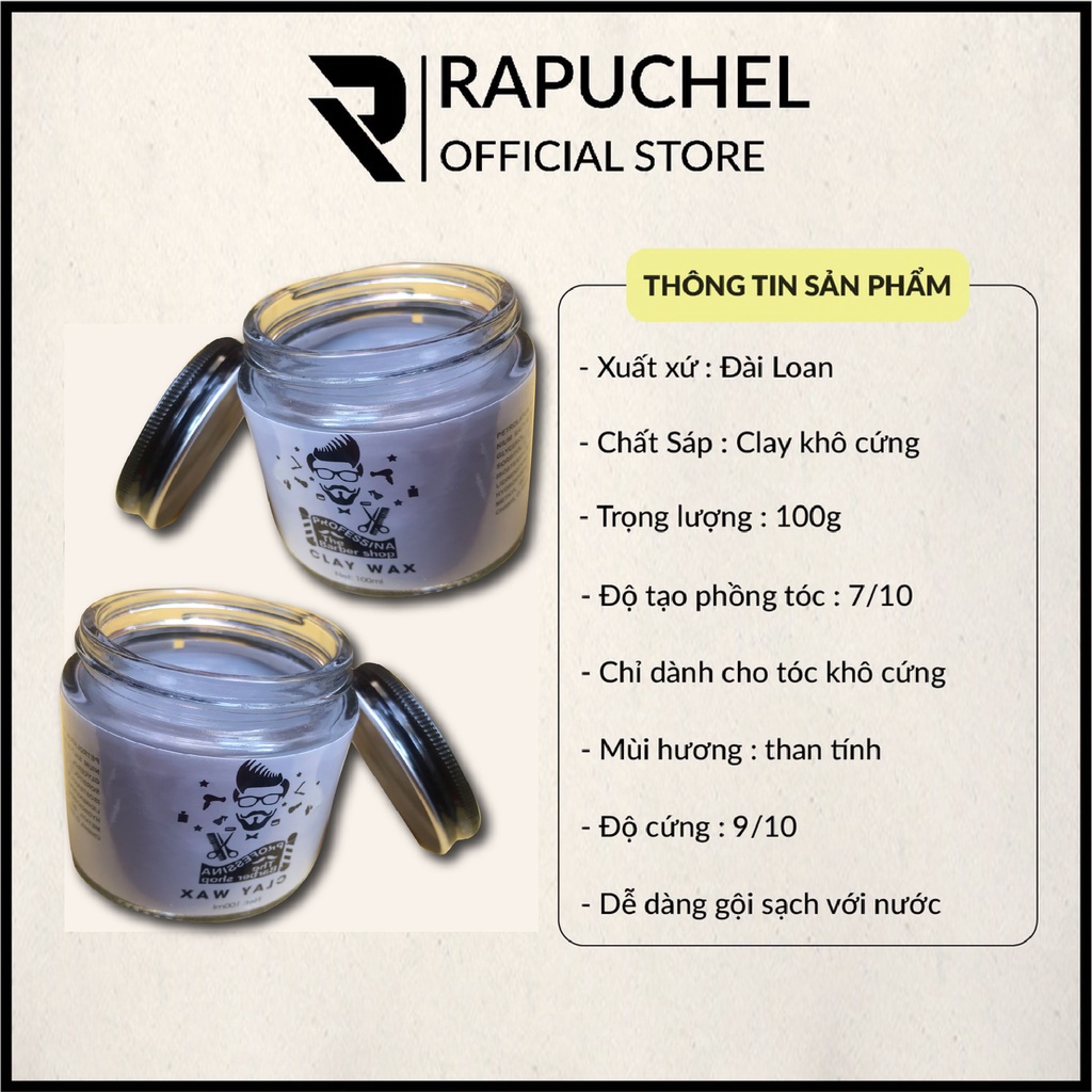 Sáp vuốt tóc Clay Wax nam thơm giữ nếp Rapuchel Store NB01