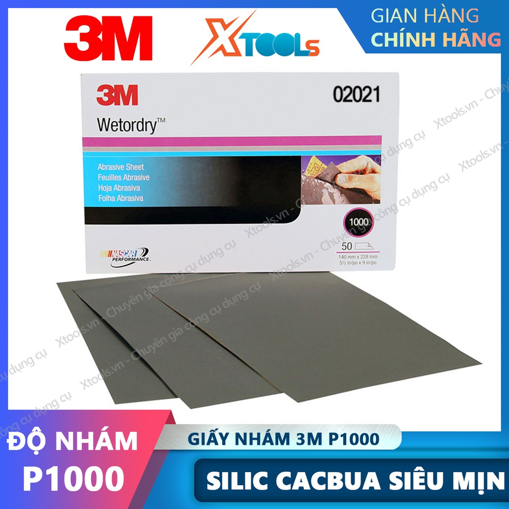 Combo 2 tờ giấy nhám siêu mịn P1000 3M 02021 140x228mm, giấy chà nhám ván trượt nước đánh bóng