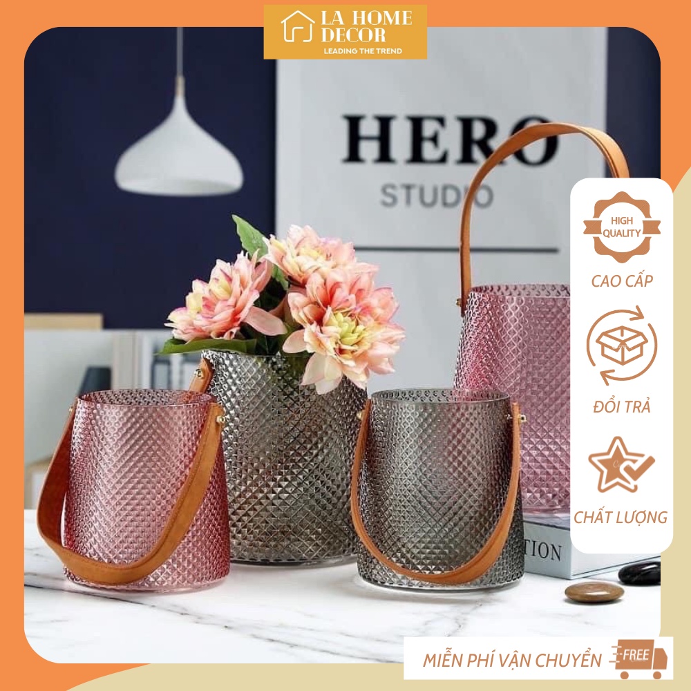 Lọ hoa thủy tinh decor phòng khách,bình hoa để bàn trang trí phong cách vintage BH004 La Home Decor