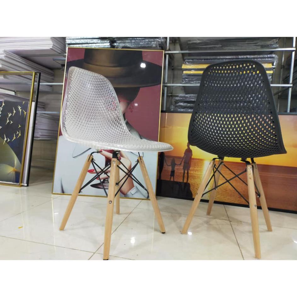 Ghế Eames  ☀️FREESHIP ☀️ Chân Gỗ, Lưng Ghế Dạng Lưới, Ghế Uống Trà...Chất Liệu ABS Cao Cấp