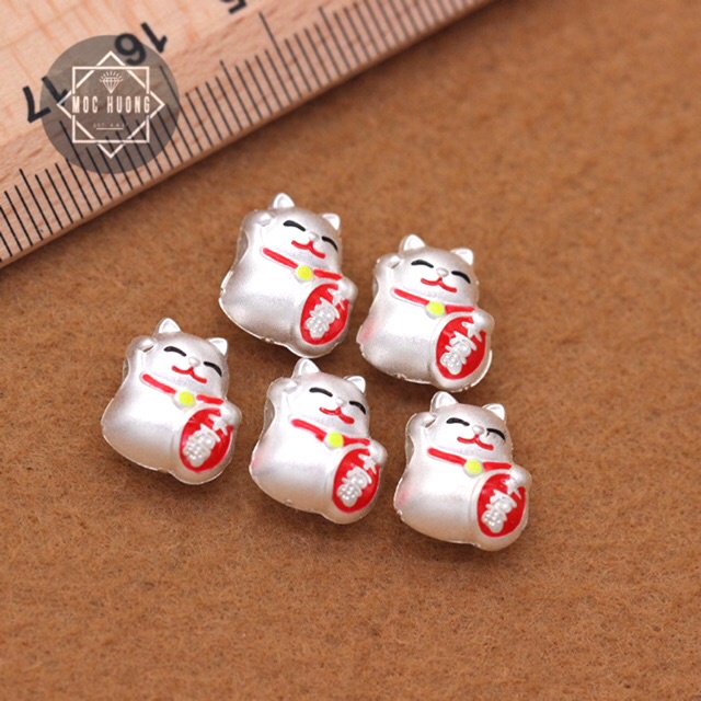 CHUYÊN SỈ  Charm mèo thần tài bạc hàng siêu đẹp - Bạc tốt loại 1, PH216
