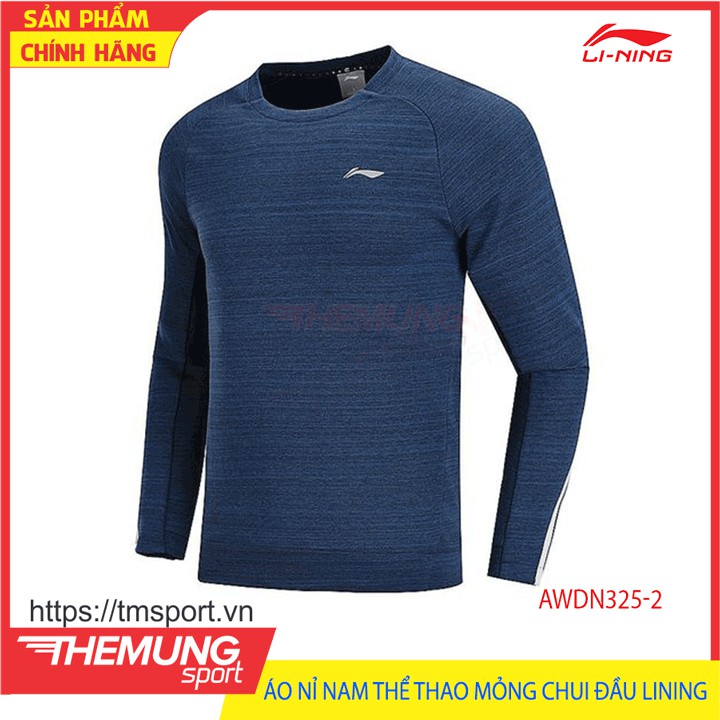 Áo Nỉ Nam Thể Thao Mỏng Chui Đầu LiNing Xanh AWDN325-2