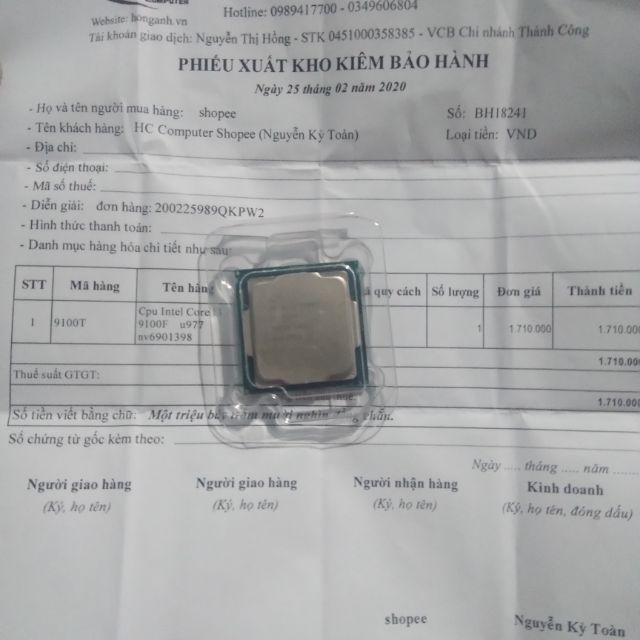 Cpu i3 9100f TRAY