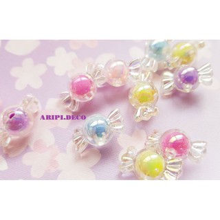 Charm hạt kẹo ánh hologram cực xinh xỏ lỗ 2 đầu hologram A4 /Nguyên liệu làm vòng tay