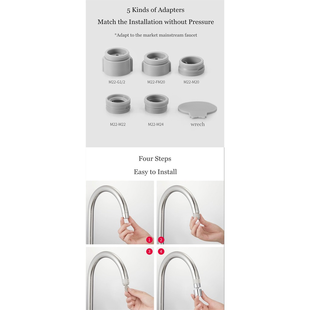 Đầu vòi nước tăng áp Xiaomi DiiiB DXSZ001-1