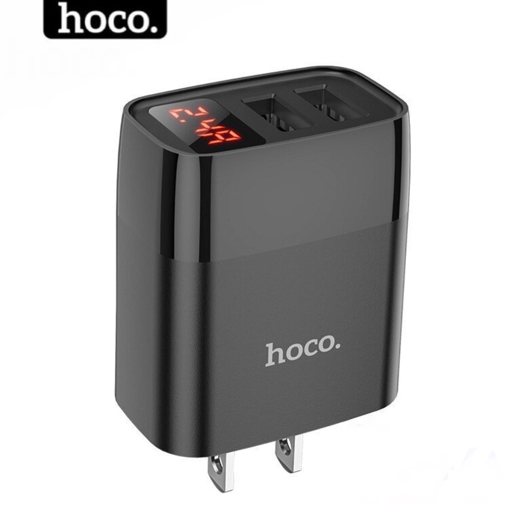 Củ sạc ip thông mình hiển thị dòng điện HOCO - Cục sạc 2 cổng usb a dùng cho iphone xiaomi samsung