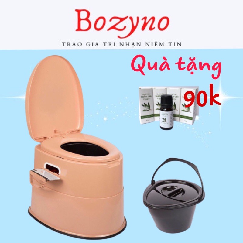 Bô vệ sinh cho người già, người bệnh Bozyno bằng nhựa cao 40cm, có dải cao su chống trơn trượt