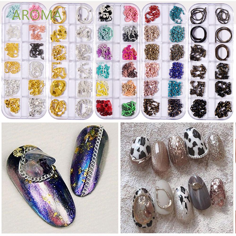 [Hàng mới về] Hộp 12 ngăn phụ kiện chuỗi xích trang trí móng 3D sang trọng