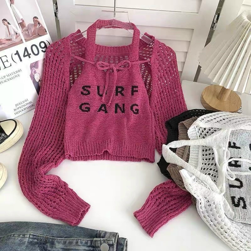 Áo len yếm mix tay lưới hở vai mẫu hot trend mới về xinh quá