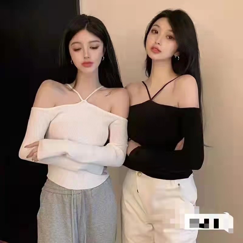 áo trễ vai len cổ yếm 4màu siu xinh